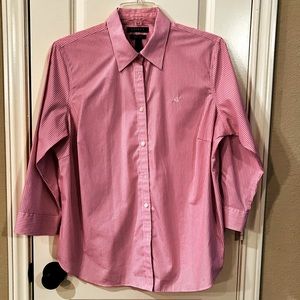 Lauren Ralph Lauren Pink striped Women's button down shirt 1X NoN-Iron